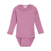 Long Sleeve Ribbed Bodysuit - Mauve Orchid