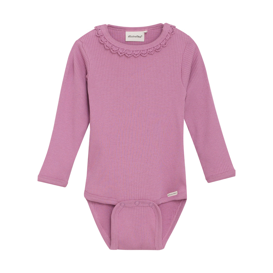 Long Sleeve Ribbed Bodysuit - Mauve Orchid