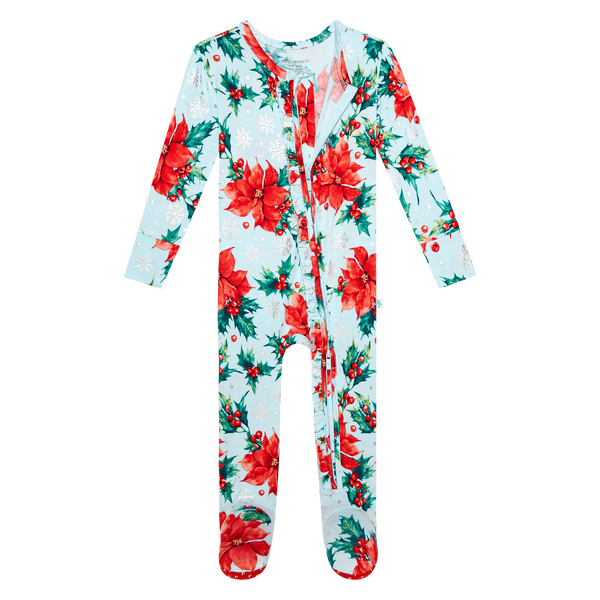 Ruffled Zippered Footie - Winter Lily