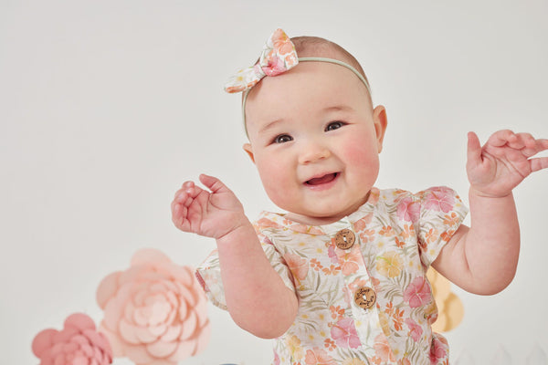 Ruffle Cap Sleeve Playsuit - Hibiscus