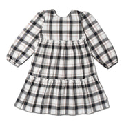 Organic Long Sleeve Tiered Dress - Plaid Checks