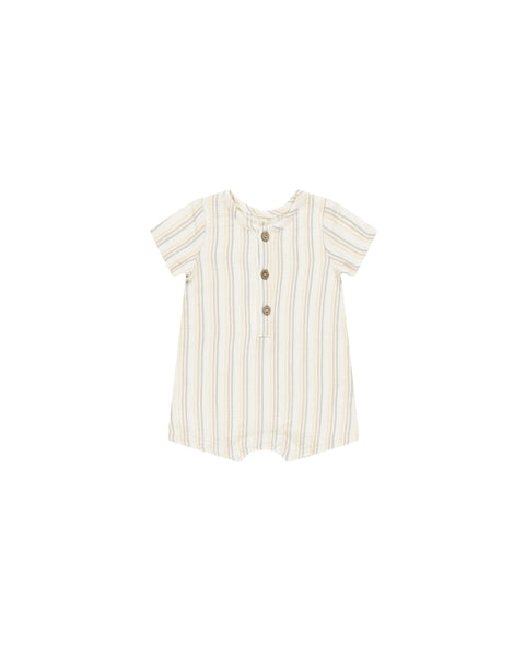 Short Sleeve Woven Romper - Summer Stripe
