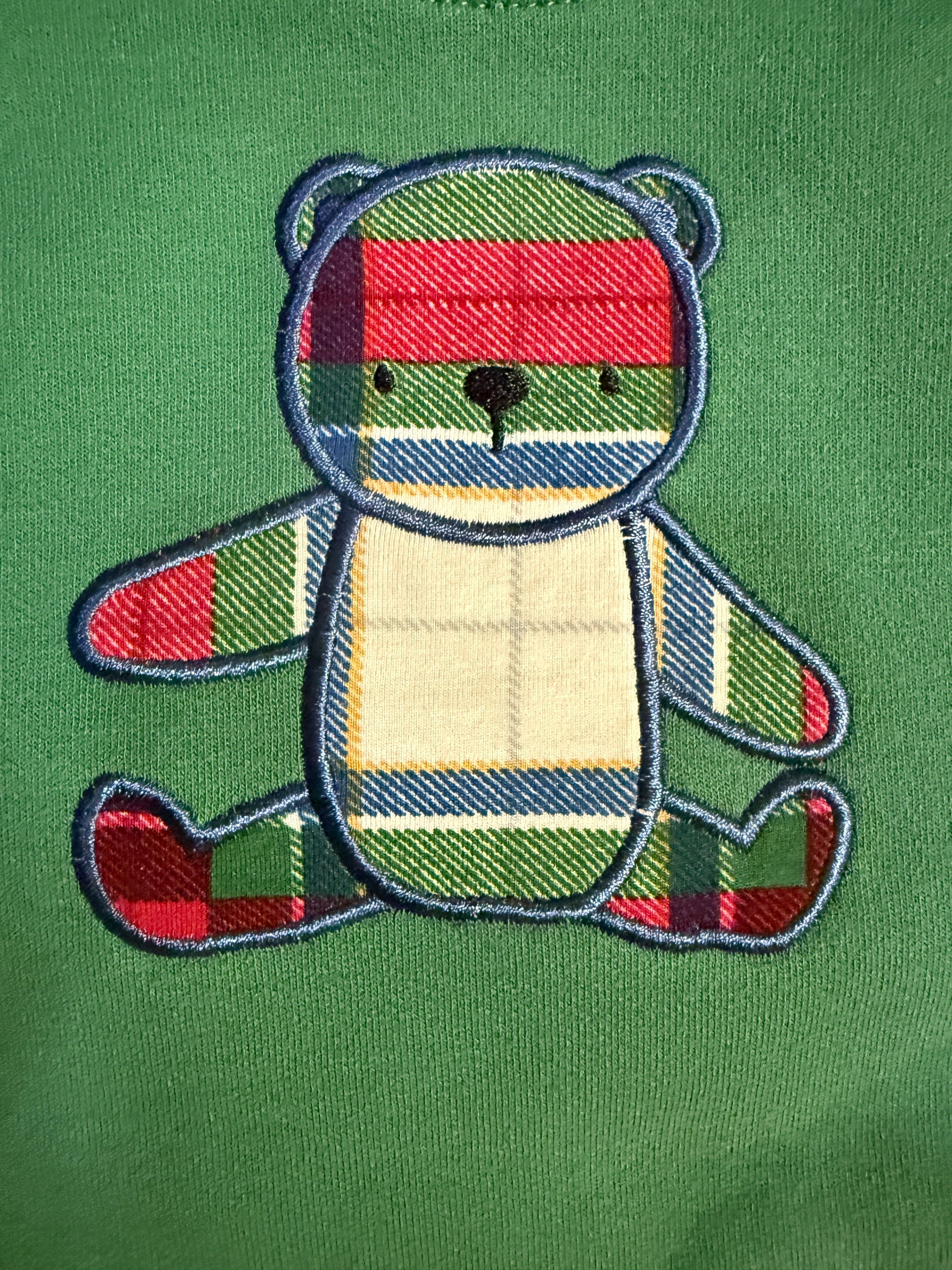 Drop Sleeve Sweatshirt with Applique - Holiday Plaid - Bear