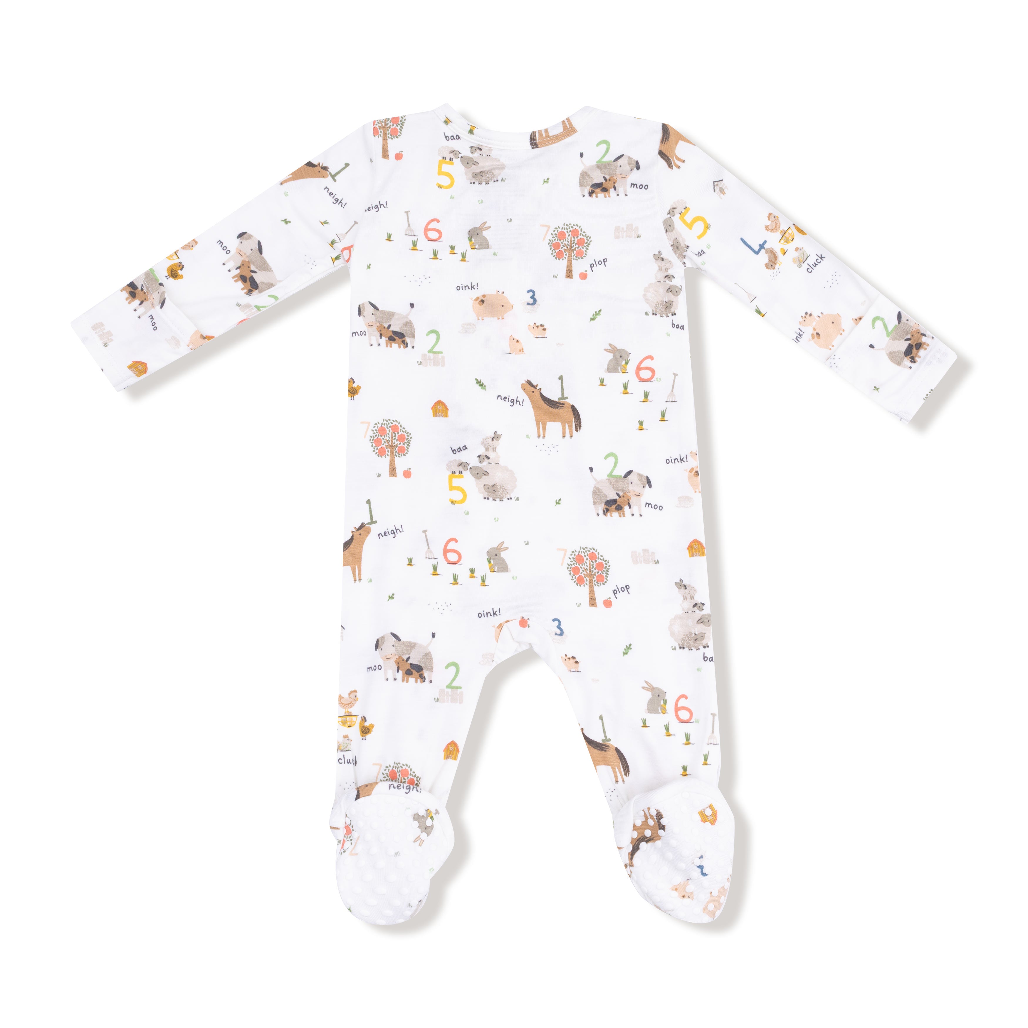 Bamboo Zipper Footie - Farm Sounds