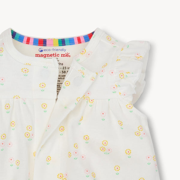 Magnetic Organic Cotton Romper with Ruffle - Evangeline