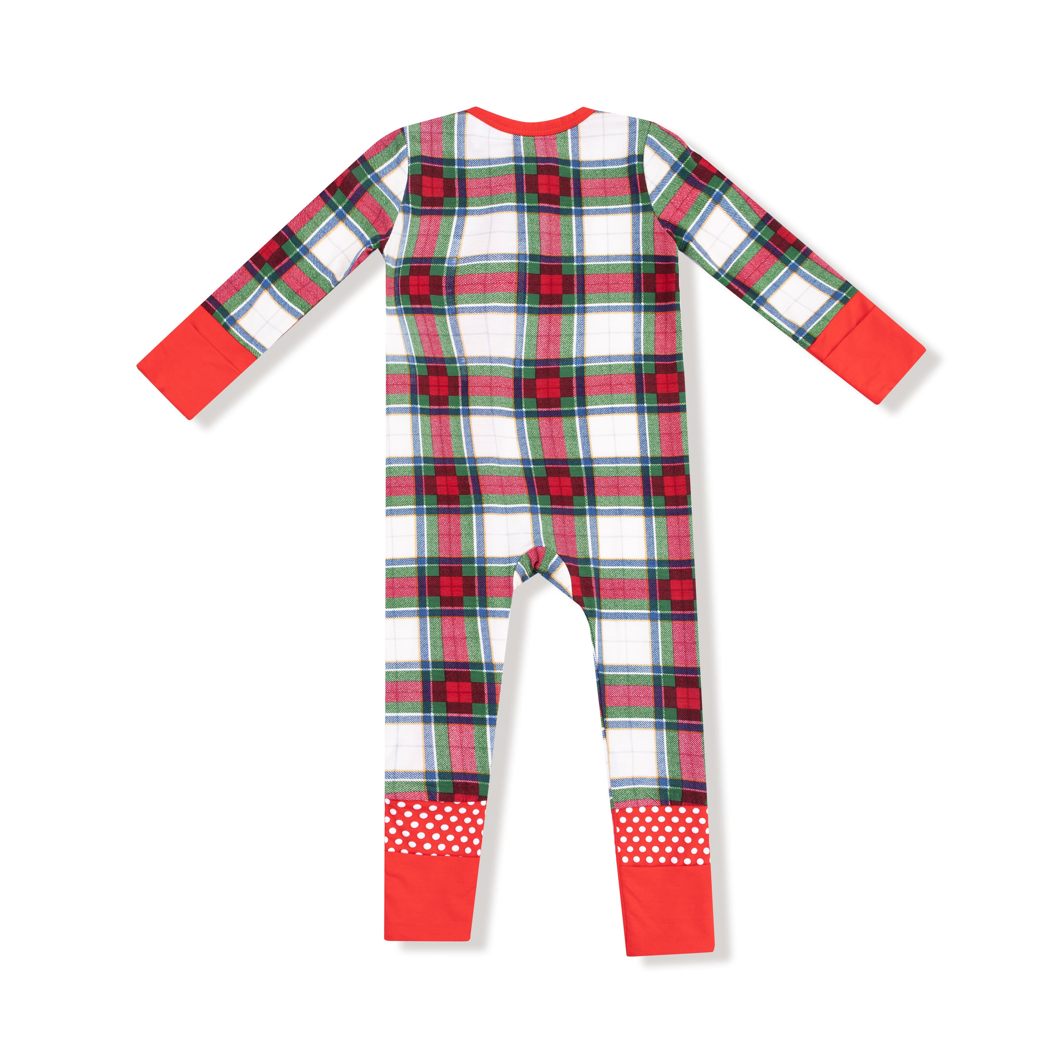 Bamboo Zipper Romper - Holiday Plaid