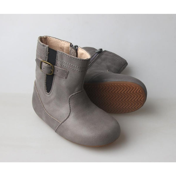 Saddle Riding Boot with Weatherproof Sole - Dusty Gray