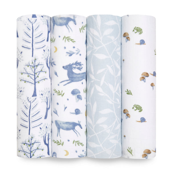 Organic Cotton Muslin Swaddles (4 Pack) - Outdoors