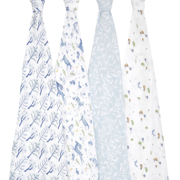 Organic Cotton Muslin Swaddles (4 Pack) - Outdoors