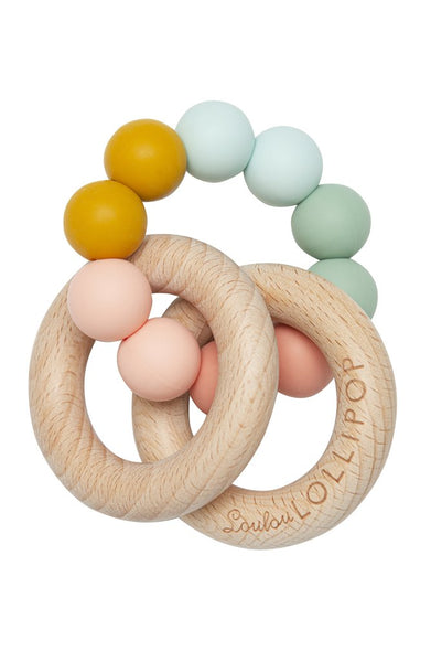 Bubble Silicone & Wood Teether - Rainbow