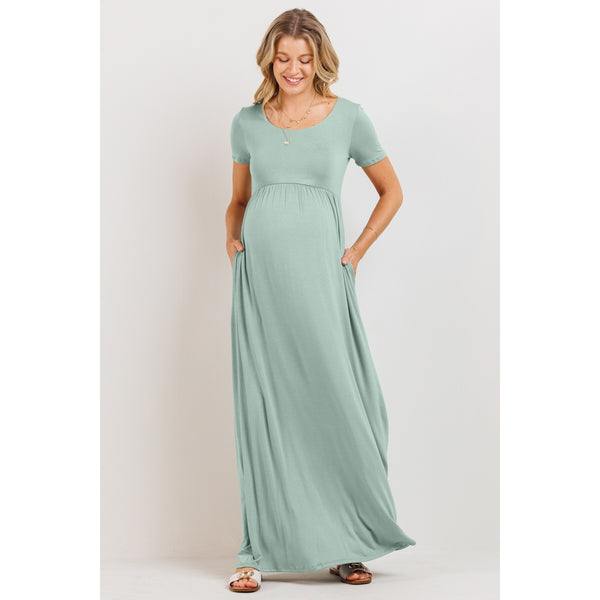 Short sleeve maternity maxi dress cheap