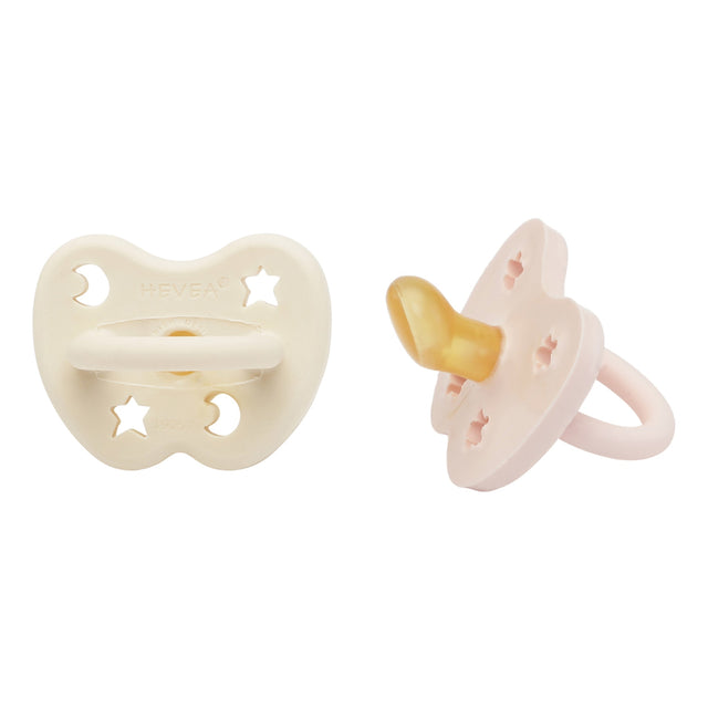 Natural Rubber Pacifier Orthodontic Two-Pack - Powder Pink and Milky White