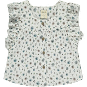 Isabella Top - White Flowers + Plants