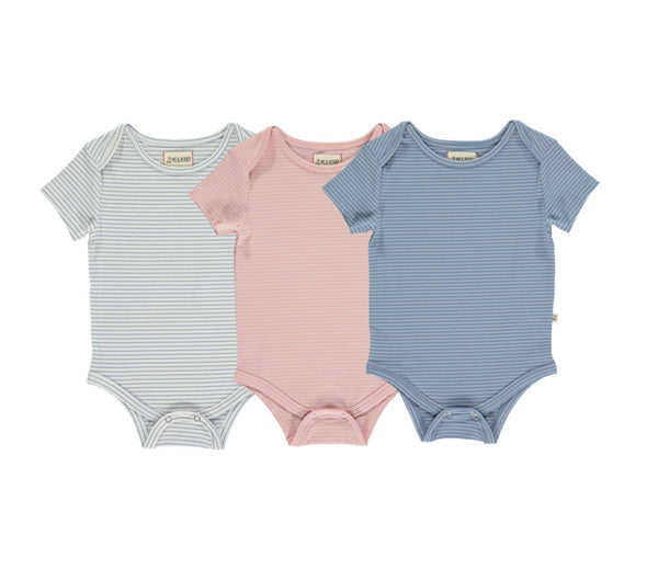 Walty Triple Pack Onesies - Soft Stripes