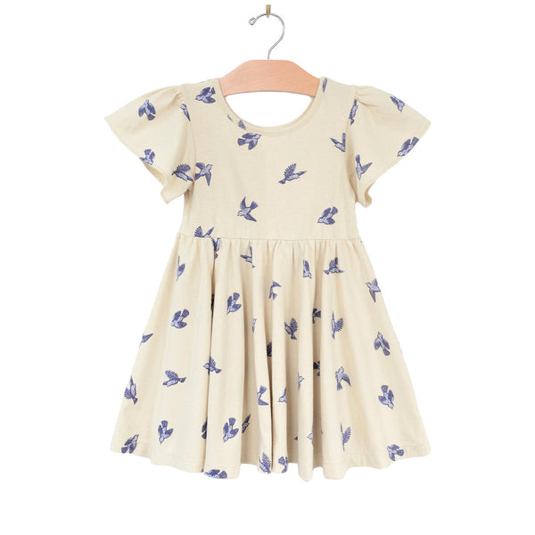 Jersey Twirl Dress - Bluebirds