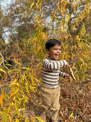 Jackstay Henley Raglan Onesie - Brown Multi Stripe