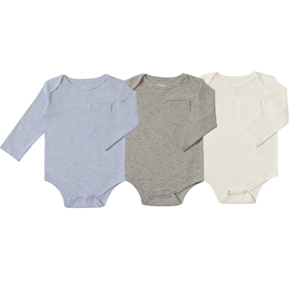 Tellico Triple Pack Onesies and Tees - Blue/Cream/Grey