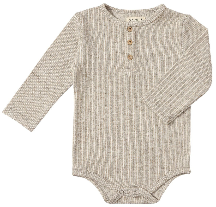 AYNOR Henley Rib Onesie - Heathered Biscuit
