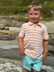 Shipping Polo - Peach/White stripe