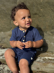 Camborne Henley Romper - Navy
