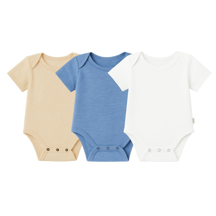 Walty Triple Pack Onesies - Beige Blue White