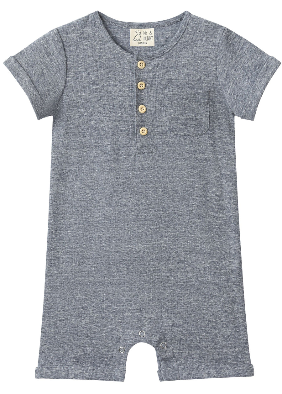 Camborne Henley Romper - Heathered Navy