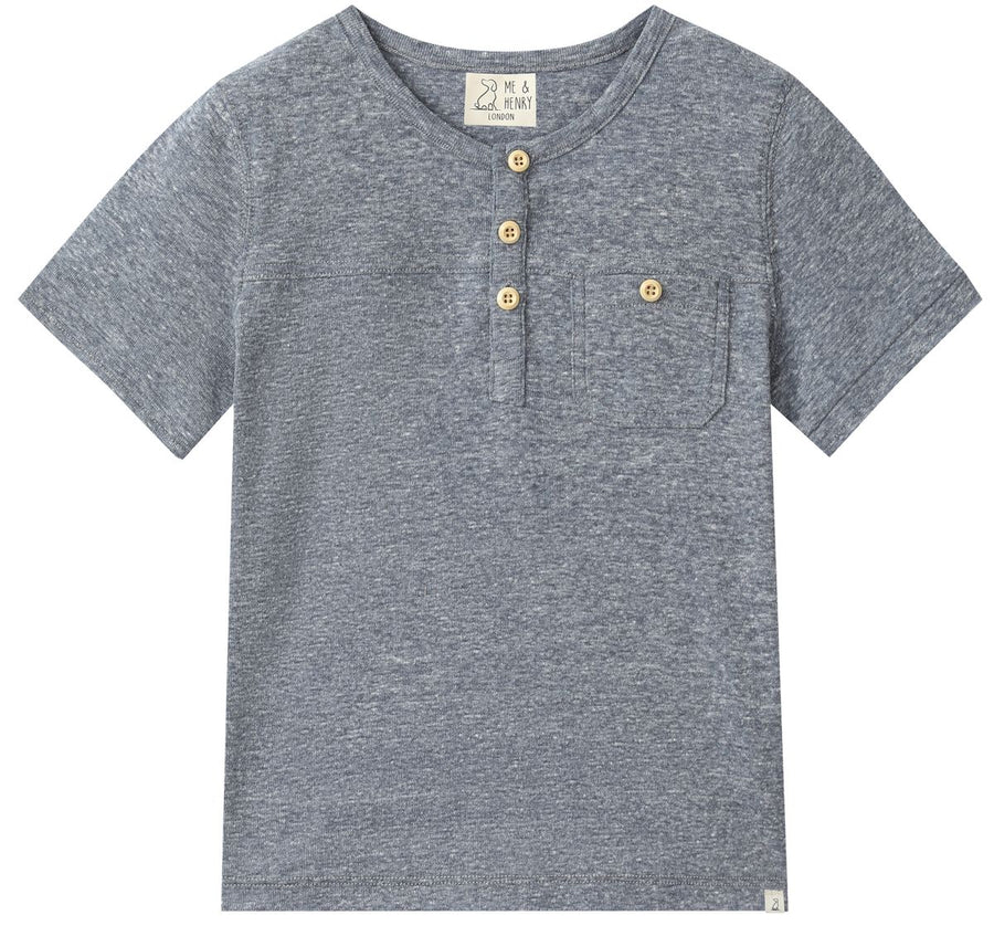 Boardwalk Short Sleeved Henley - Heathered Navy