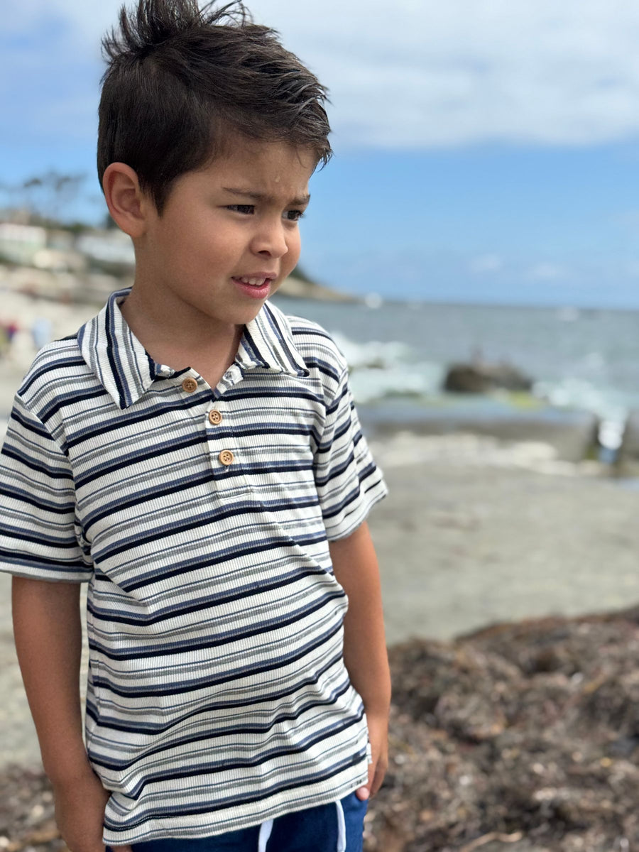 Shipping Polo - Navy Multi Stripe