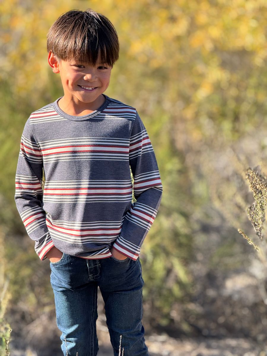 Toby Tee - Grey/Rust Stripe