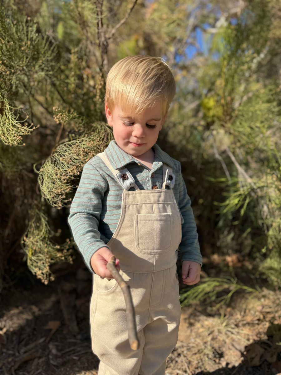 Seymour Polo Onesie - China/Beige Stripe