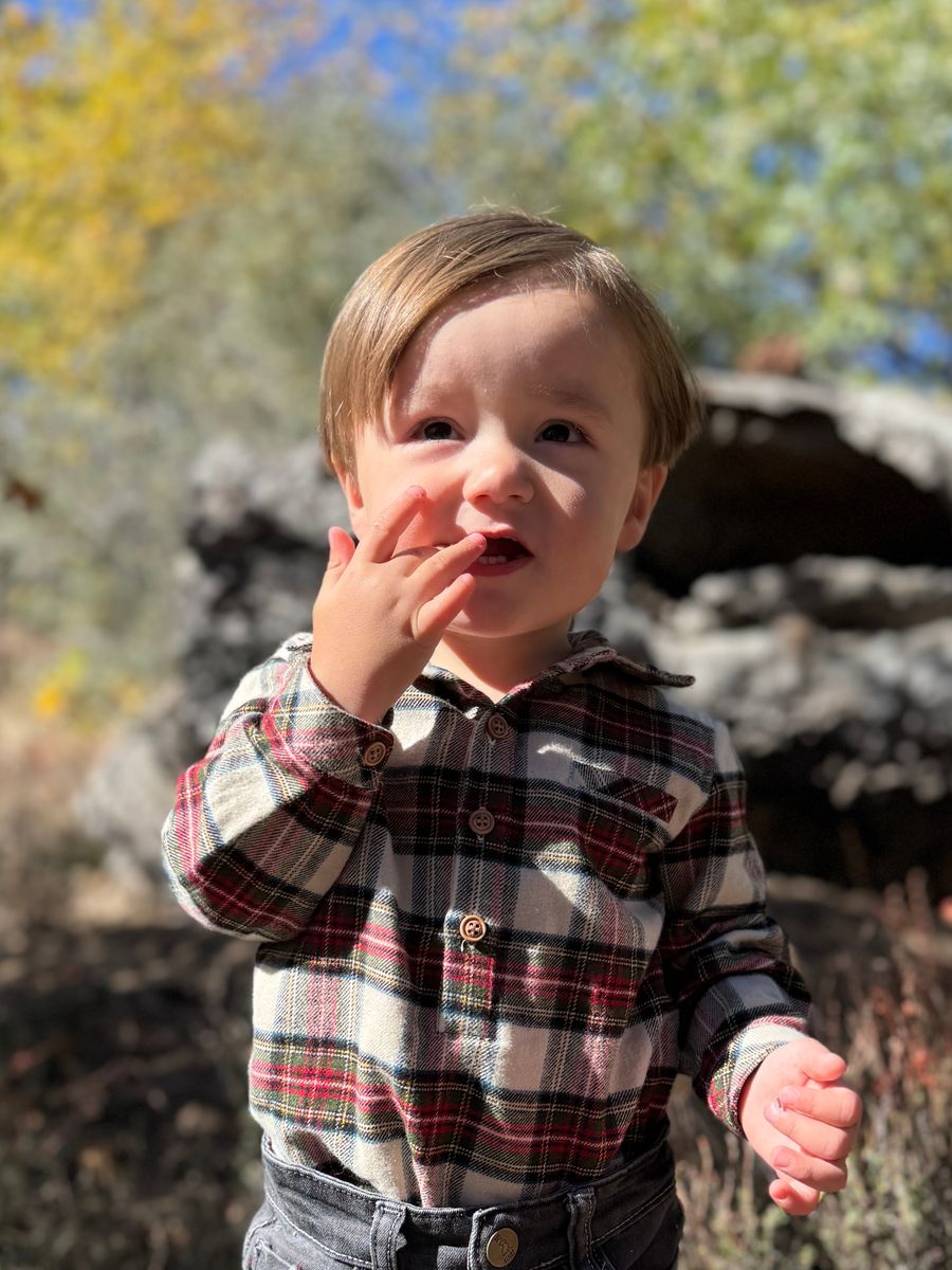 Jasper Woven Onesie - Cream/Green Plaid