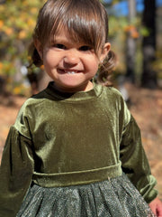 Birdie Dress - Green Velvet