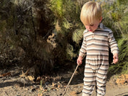 Kingston Polo Romper - Beige/Grey Stripe