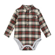 Jasper Woven Onesie - Cream/Green Plaid