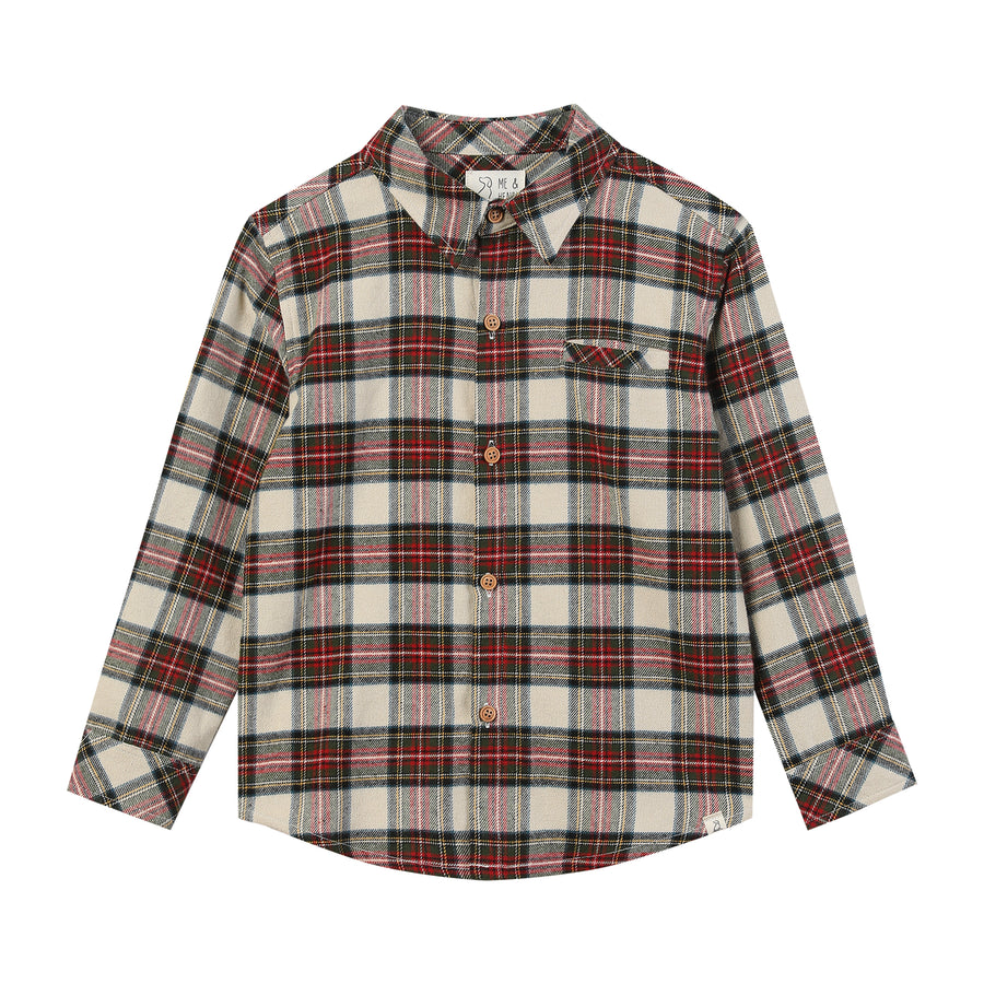 Atwood Woven Shirt - Cream/Green Plaid