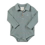 Seymour Polo Onesie - China/Beige Stripe