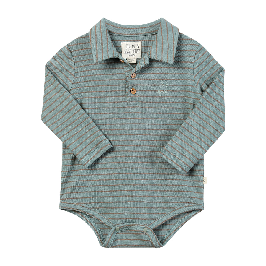 Seymour Polo Onesie - China/Beige Stripe