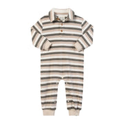 Kingston Polo Romper - Beige/Grey Stripe