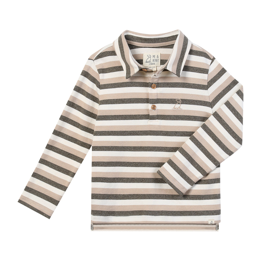 Waverly Polo - Beige/Grey Stripe