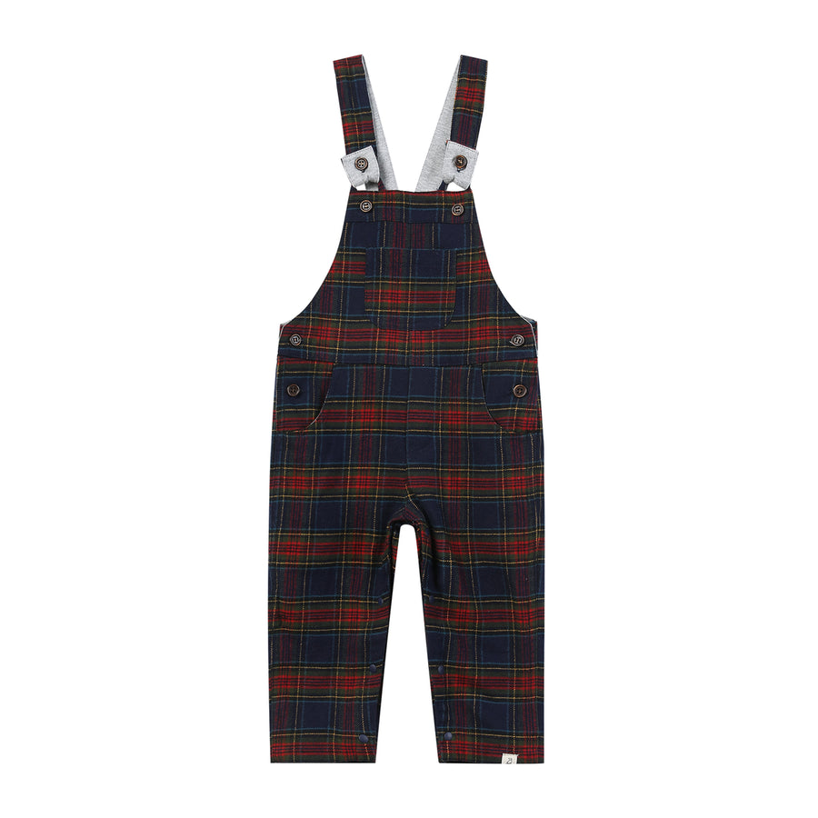 Gentry Woven Overalls - Festive Blue Plaid