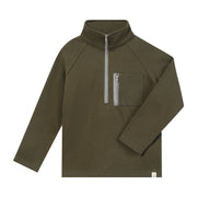 Pocket Zip Up Top - Olive