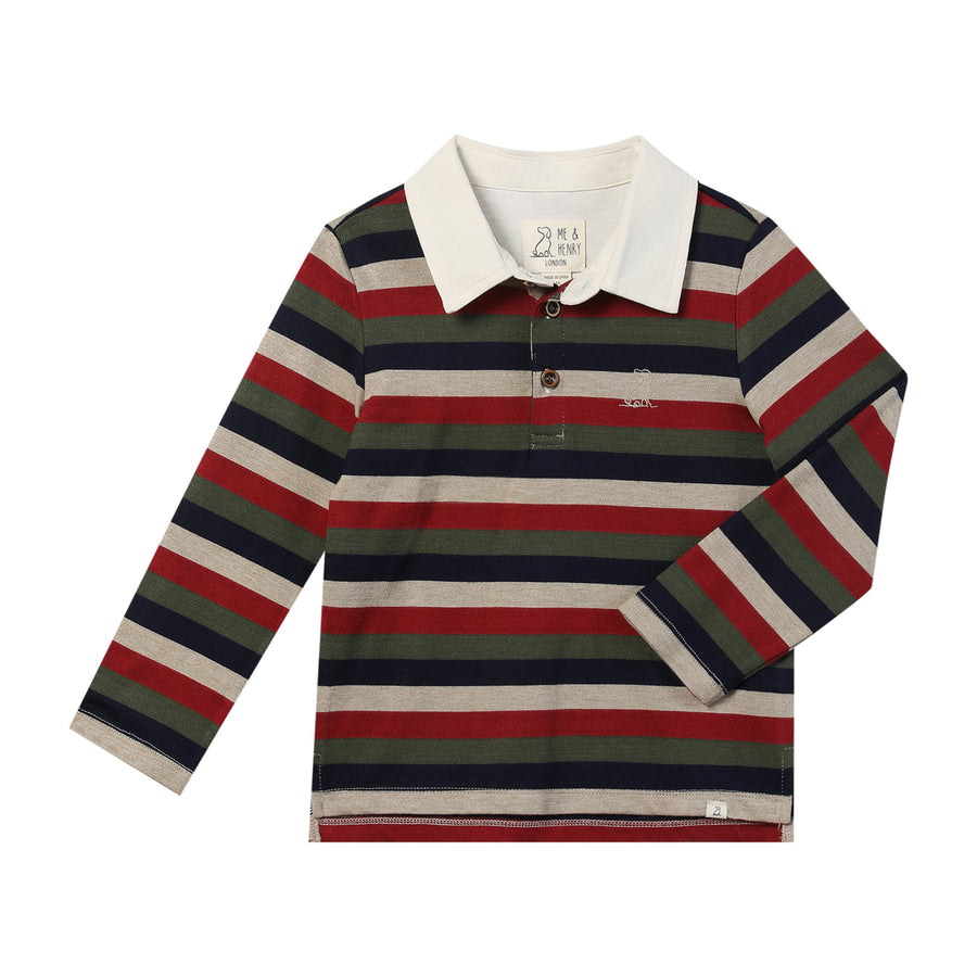 Rugby Polo - Burgundy Multi Stripe