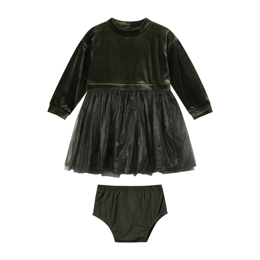 Birdie Dress - Green Velvet
