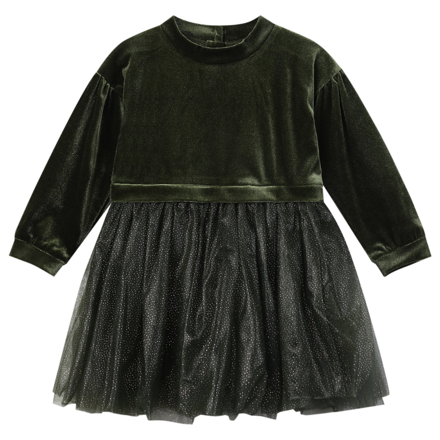 Birdie Dress - Green Velvet