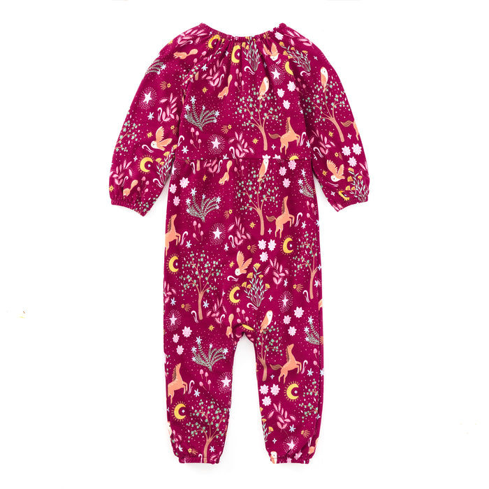 Bamboo & Cotton Long Sleeve Gathered Romper - Woodland Dreams