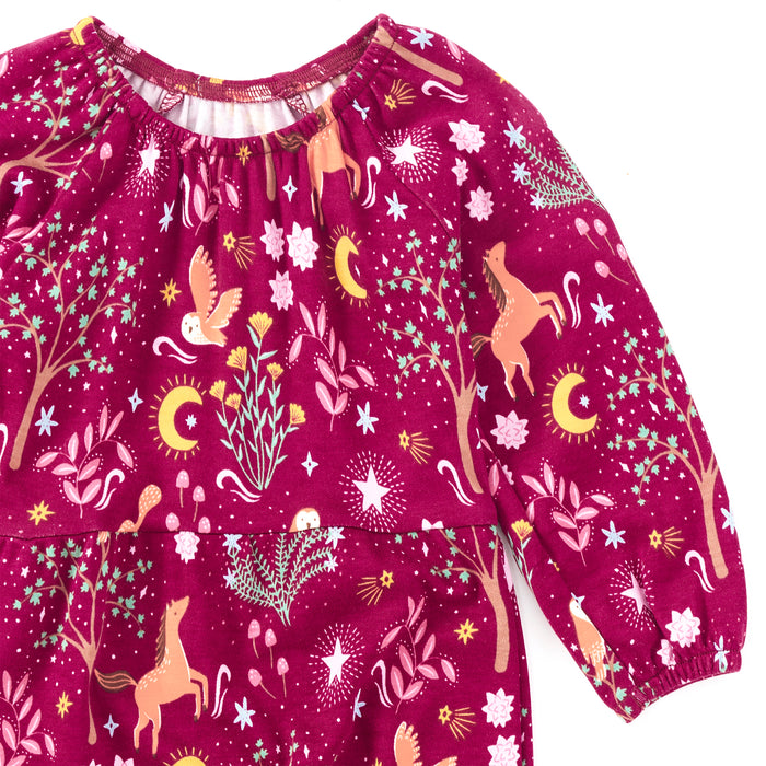 Bamboo & Cotton Long Sleeve Gathered Romper - Woodland Dreams
