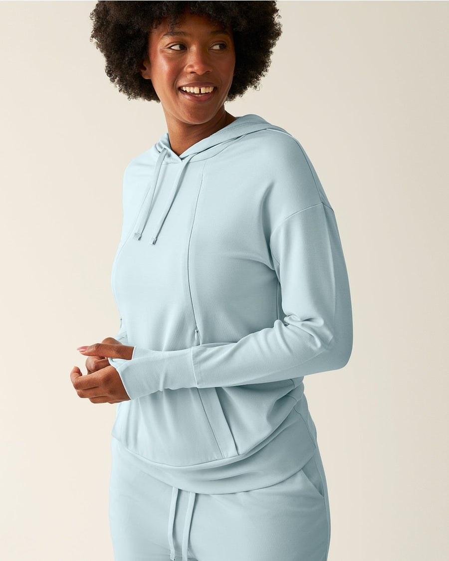 Brushed Bamboo Maternity & Nursing Hoodie - Powder Blue