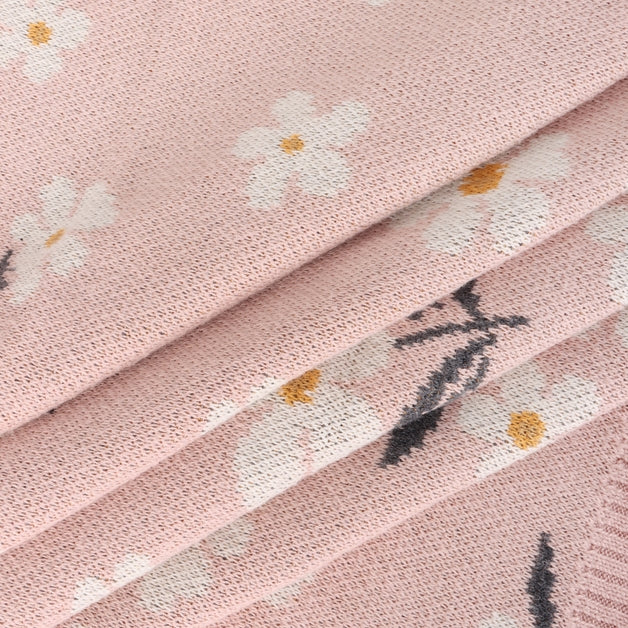 Organic Jacquard Sweater Knit Baby Blanket - Daisy Floral