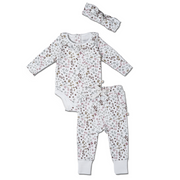 Organic Ruffle Onesie & Pant Set - Floral Garden