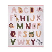 Organic Jacquard Sweater Knit Baby Blanket - Alphabet Blush